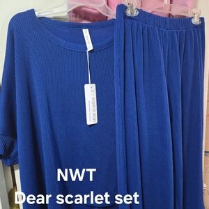 Dear Scarlet Women's Blue Ribbed Set